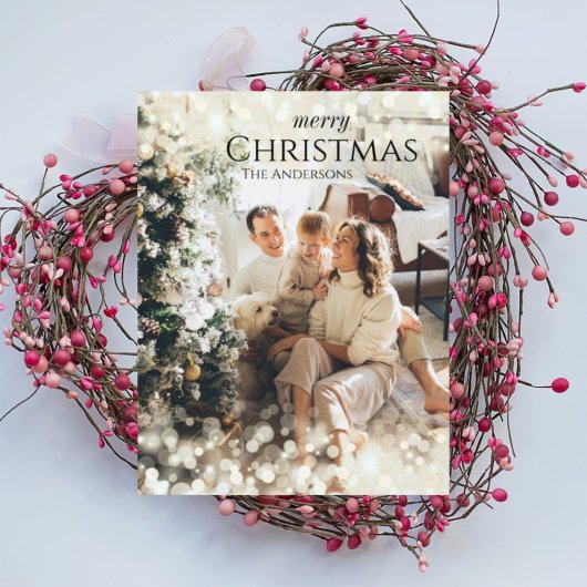 Sparkle moderne elegante Kerstmis fotokaart Feestdagenkaart