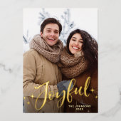 Sparkle Moderne Kerstmis 5 FOTO Greeting Gold Folie Feestdagenkaart (Voorkant)