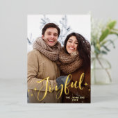 Sparkle Moderne Kerstmis 5 FOTO Greeting Gold Folie Feestdagenkaart (Staand Voorkant)