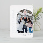 Sparkle Moderne Kerstmis PHOTO Greeting Silver Folie Feestdagenkaart (Staand Voorkant)