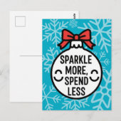 Sparkle More, Spend Less Christmas Ornament Briefkaart (Voorkant / Achterkant)