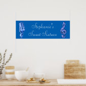 Sparkle Music Note en Retro Microphone Birthday Poster (Keuken)