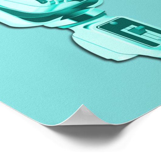 Sparkle Music Note en Retro Microphone Birthday Poster (Hoek)