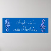 Sparkle Music Note en Retro Microphone Birthday Poster (Voorkant)