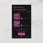 Sparkle Neon Pink Glitter Heart QR Code Dank u Visitekaartje (Achterkant)