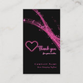 Sparkle Neon Pink Glitter Heart QR Code Dank u Visitekaartje (Voorkant)