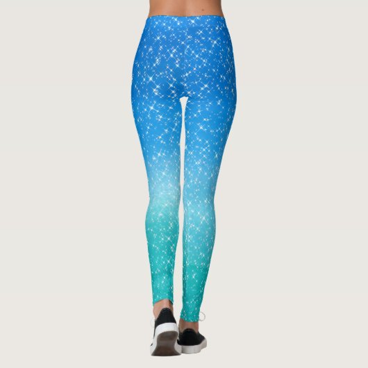 Sparkle Ombre Blauw en Groen glitter Leggings (Achterkant)