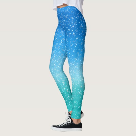 Sparkle Ombre Blauw en Groen glitter Leggings (Links)