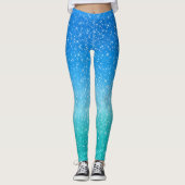 Sparkle Ombre Blauw en Groen glitter Leggings (Voorkant)