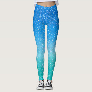 Sparkle Ombre Blauw en Groen glitter Leggings