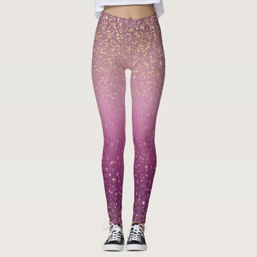 Sparkle Ombre Roze Patroon Leggings (Voorkant)