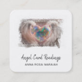 *~* Sparkle Opal Heart QR Angel Wings AP78 Gold Vierkante Visitekaartje (Voorkant)