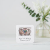 *~* Sparkle Opal Heart QR Angel Wings AP78 Gold Vierkante Visitekaartje (Staand voorkant)