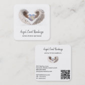*~* Sparkle Opal Heart QR Angel Wings AP78 WHITE Vierkante Visitekaartje (Voorkant / Achterkant)
