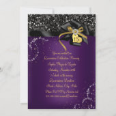 Sparkle Paars Gold Lace & Bow Photo Quinceanera Kaart (Achterkant)
