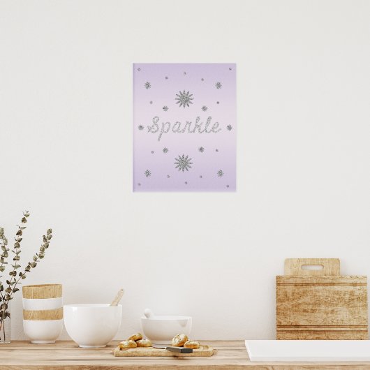Sparkle Paars met Zilver Glitter Poster (Keuken)