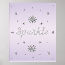 Sparkle Paars met Zilver Glitter Poster