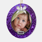 Sparkle Paars/Silver Bow Foto Keramisch Ornament (Links)