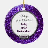 Sparkle Paars/Silver Bow Foto Keramisch Ornament (Achterkant)