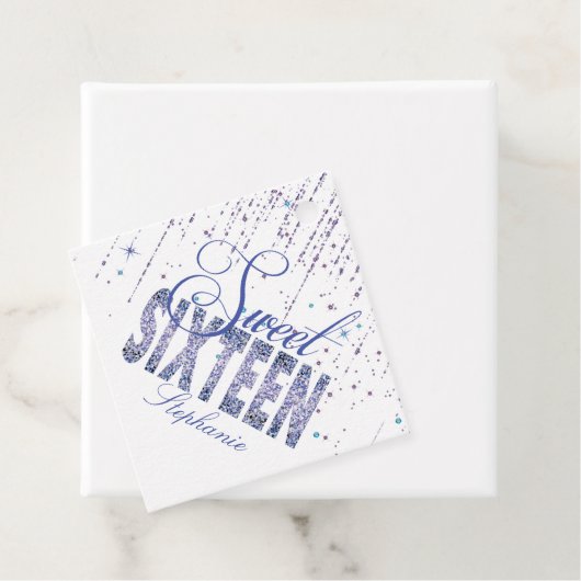 Sparkle Paarse, zoet 16 Bedankjes Labels (In situ)