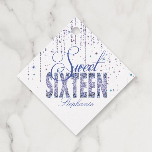 Sparkle Paarse, zoet 16 Bedankjes Labels (Achterkant)