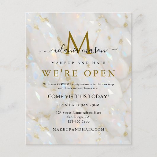 Sparkle Pastel Gold Opal Stone Make-up Artist Flyer (Voorkant)
