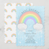 Sparkle Pastel Rainbow Baby shower Invitation Kaart (Voorkant / Achterkant)