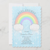 Sparkle Pastel Rainbow Baby shower Invitation Kaart (Voorkant)