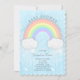 Sparkle Pastel Rainbow Baby shower Invitation Kaart