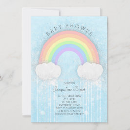 Sparkle Pastel Rainbow Baby shower Invitation Kaart