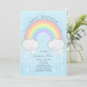 Sparkle Pastel Rainbow Baby shower Invitation Kaart (Staand voorkant)