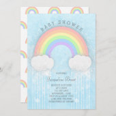 Sparkle Pastel Rainbow Baby shower Invitation Kaart (Voorkant / Achterkant)