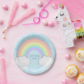 Sparkle Pastel Rainbow Baby shower Papieren Bordje (Feest)