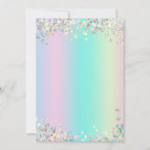 Sparkle Pastel Rainbow Unicorn Verjaardag Uitnodig Kaart (Achterkant)