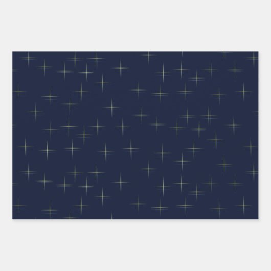 Sparkle Pattern Navy Gold en White Inpakpapier Vel (Voorkant)