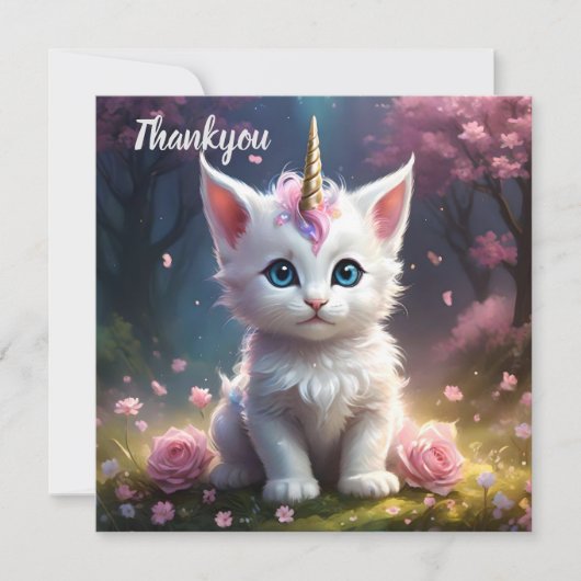 Sparkle Paws: de betoverende eenhoorn kitten Bedankkaart (Voorkant)
