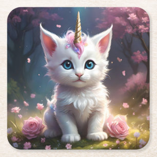 Sparkle Paws: de betoverende eenhoorn kitten Kartonnen Onderzetters