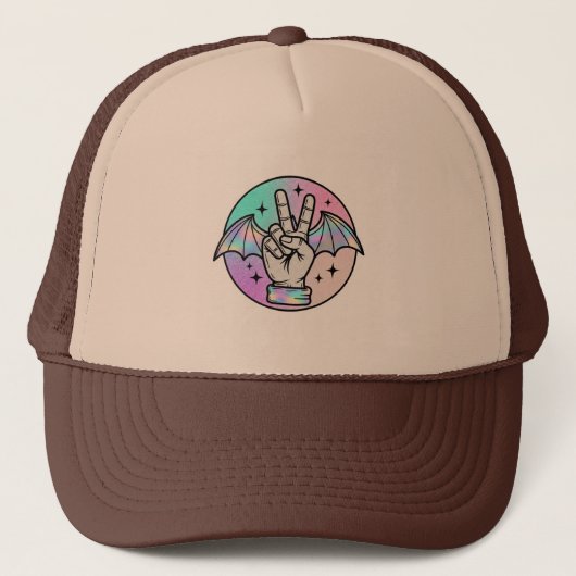 Sparkle Peace Bat Wings Trucker Hat ✨🦇 Pet (Voorkant)
