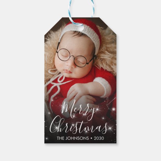 Sparkle Photo Kerstmis Cadeaulabel (Achterkant)
