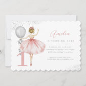 Sparkle Pink Ballerina eerste verjaardagsfeestje Kaart (Voorkant)