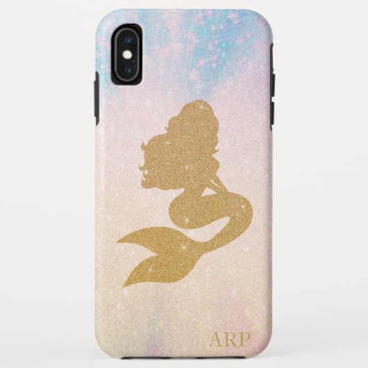 *~* Sparkle Pink Blue Glitter Mermaid Initiaal Case-Mate iPhone Case (Achterkant)