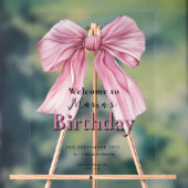 Sparkle Pink Coquette Bow 1st Acryl Bord (Neutraal)