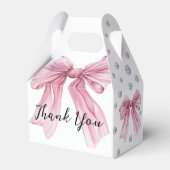 Sparkle Pink Coquette Bow 1st Bedankdoosjes (Achterkant)