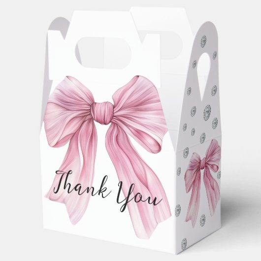Sparkle Pink Coquette Bow 1st Bedankdoosjes (Geopend)