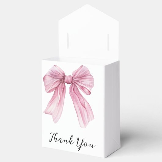 Sparkle Pink Coquette Bow 1st Bedankdoosjes (Geopend)