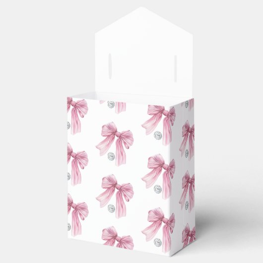 Sparkle Pink Coquette Bow 1st Bedankdoosjes (Geopend)