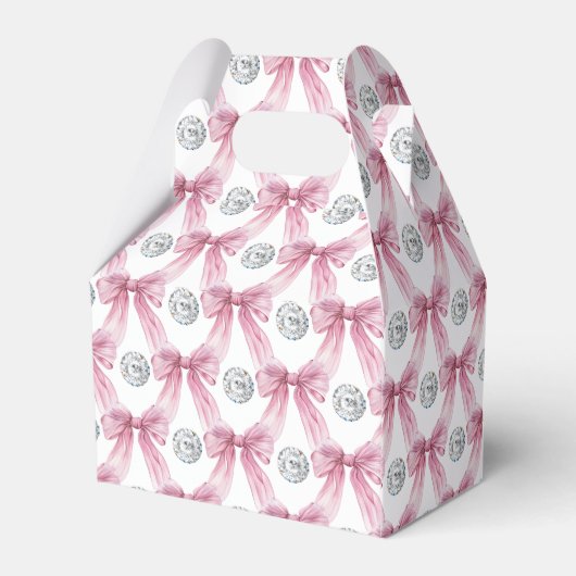 Sparkle Pink Coquette Bow 1st Bedankdoosjes (Achterkant)