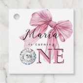 Sparkle Pink Coquette Bow 1st Bedankjes Labels (Voorkant)