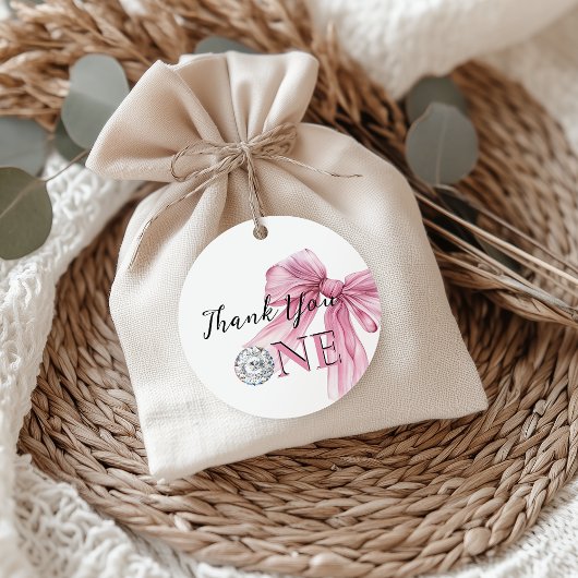 Sparkle Pink Coquette Bow 1st Bedankjes Labels