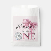 Sparkle Pink Coquette Bow 1st Bedankzakje (Voorkant)